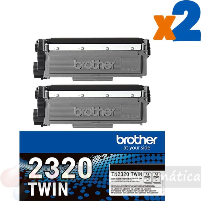 Brother TN2320 Negro Pack de 2 Cartuchos de Tóner Originales - TN2320TWIN