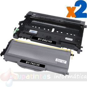 Brother TN2120 Cartucho de Tóner + DR2100 Tambor de Imagen Pack de 2 Cartuchos Genéricos