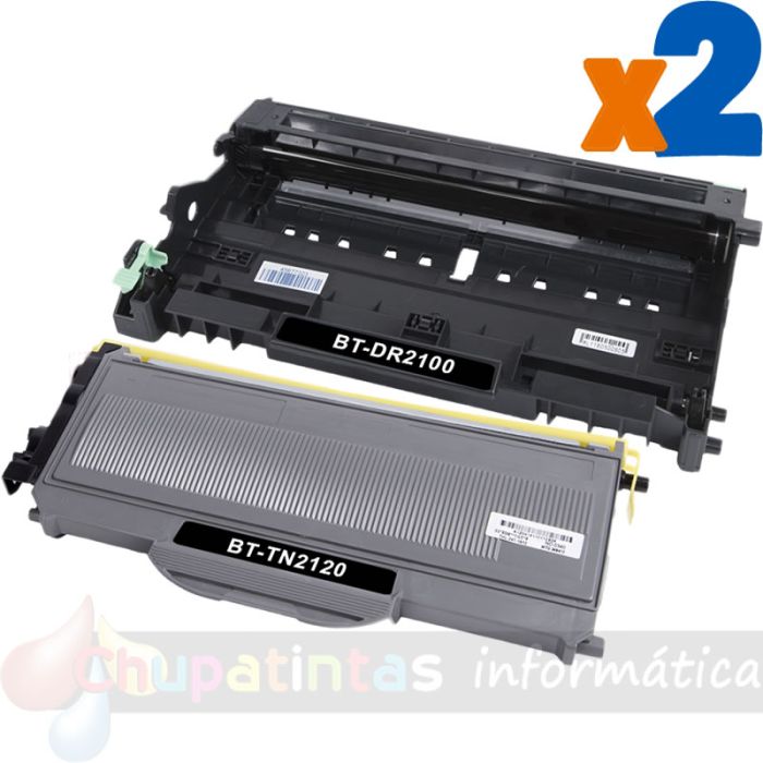 Brother TN2120 Cartucho de Tóner + DR2100 Tambor de Imagen Pack de 2 Cartuchos Genéricos