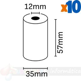 Oqonos Rollo de Papel Térmico 57x35x12mm, Libre de BPA, FSC