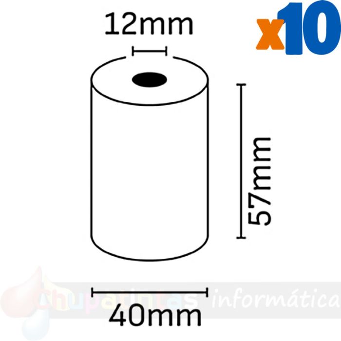 Oqonos Rollo de Papel Térmico 57x40x12mm, Libre de BPA, FSC