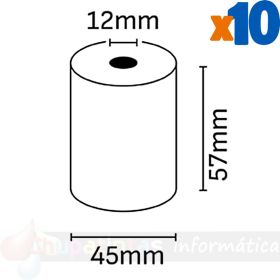 Oqonos Rollo de Papel Térmico 57x45x12mm, Libre de BPA, FSC