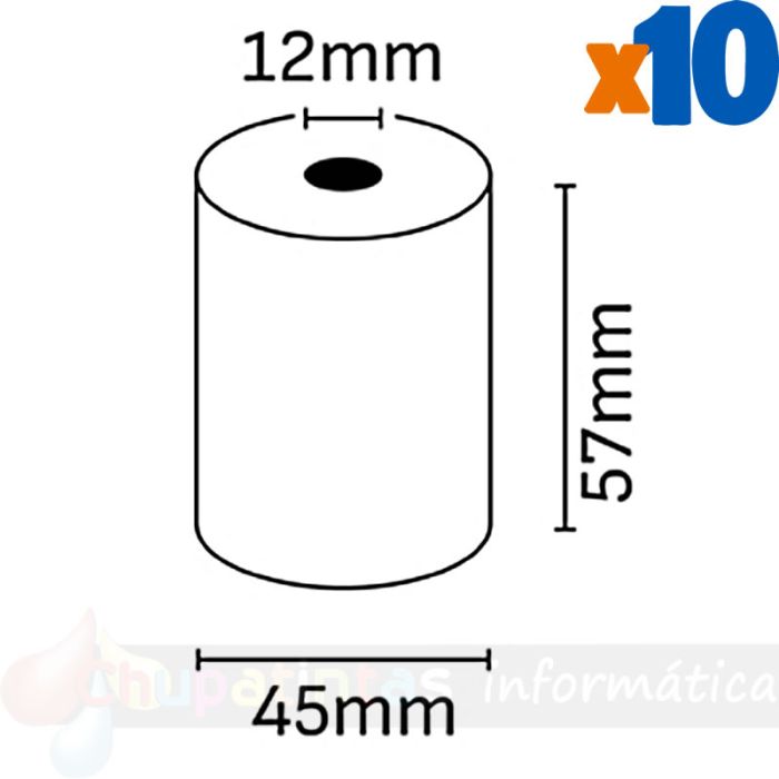 Oqonos Rollo de Papel Térmico 57x45x12mm, Libre de BPA, FSC