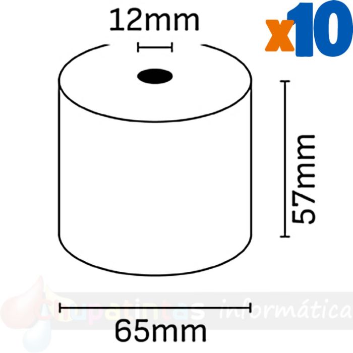 Oqonos Rollo de Papel Térmico 57x65x12mm, Libre de BPA, FSC