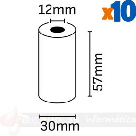 Oqonos Rollo de Papel Térmico 57x30x12mm, Libre de BPA, FSC