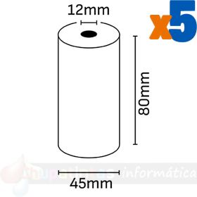 Oqonos Rollo de Papel Térmico 80x45x12mm, Libre de BPA, FSC