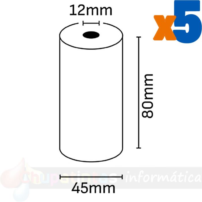 Oqonos Rollo de Papel Térmico 80x45x12mm, Libre de BPA, FSC