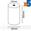 Oqonos Rollo de Papel Termico 80x55x12mm, Libre de BPA, FSC