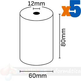 Oqonos Rollo de Papel Térmico 80x60x12mm, Libre de BPA, FSC