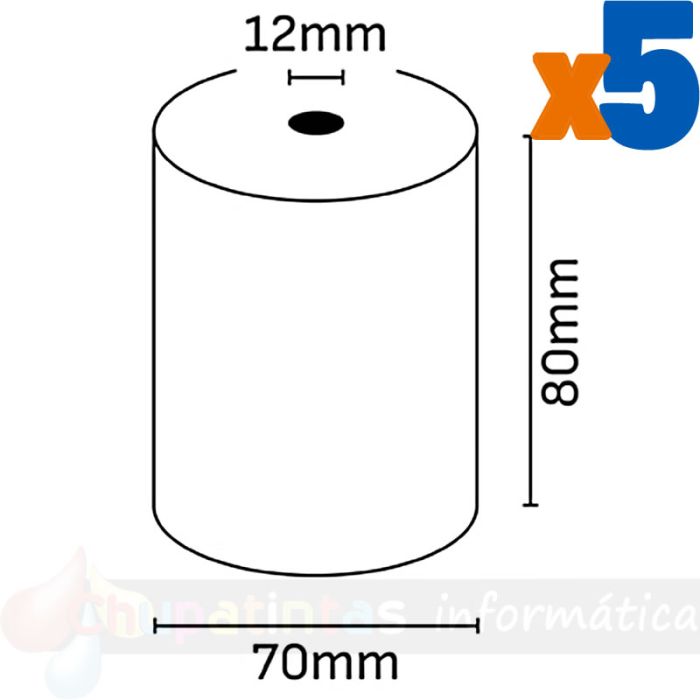 Oqonos Rollo de Papel Térmico 80x70x12mm, Libre de BPA, FSC