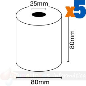 Oqonos Rollo de Papel Térmico 80x80x25mm, Libre de BPA, FSC