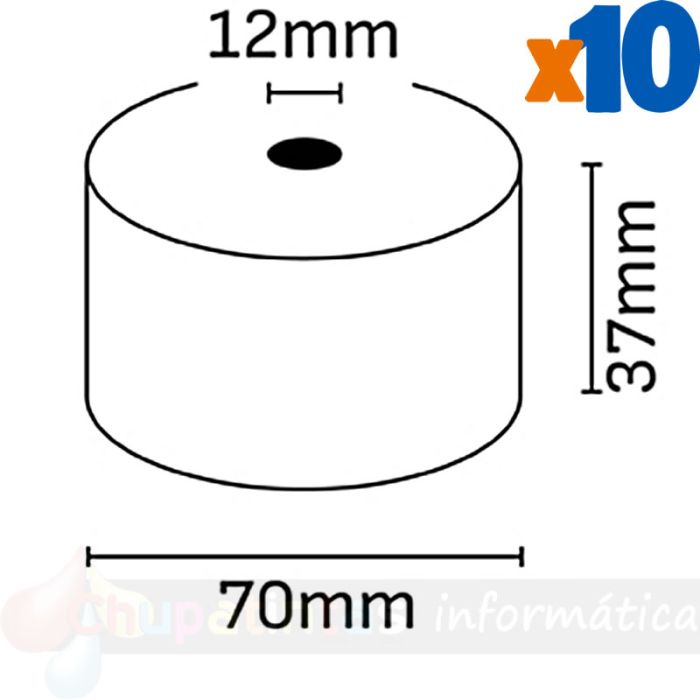 Oqonos Rollo de Papel Térmico 37x70x12mm, Libre de BPA, FSC