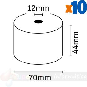 Oqonos Rollo de Papel Térmico 44x70x12mm, Libre de BPA, FSC