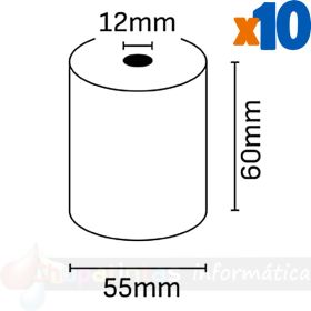 Oqonos Rollo de Papel Térmico 60x55x12mm, Libre de BPA, FSC