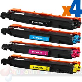 Brother TN247/TN243 Pack de 4 Cartuchos de Tóner Genéricos