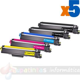 Brother TN247/TN243 Pack de 5 Cartuchos de Tóner Genéricos