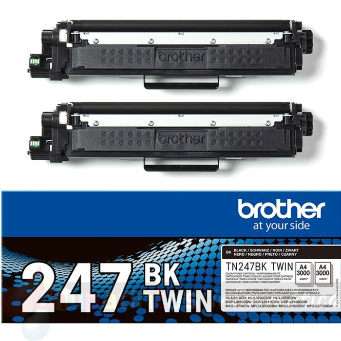 Brother TN247 Negro Pack de 2 Cartuchos de Tóner Originales - TN247BKTWIN