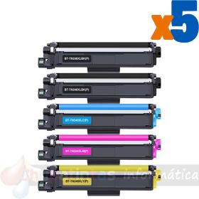 Brother TN248 Pack de 5 Cartuchos de Tóner Genéricos