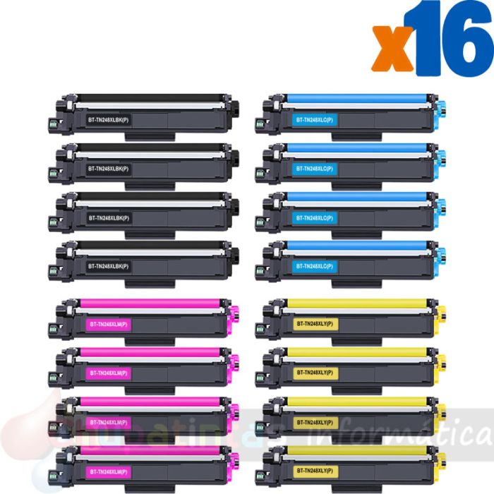 Brother TN248 Pack de 16 Cartuchos de Tóner Genéricos