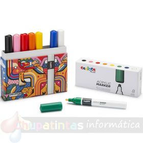 Carioca Plus Pack de 8 Marcadores Acrílicos en Caja Rígida - Punta 2mm - Tinta Acrílica Super Pigmentada - Colores Surtidos-1