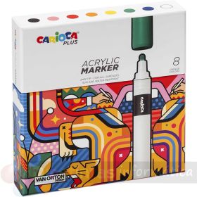 Carioca Plus Pack de 8 Marcadores Acrílicos en Caja Rígida - Punta 2mm - Tinta Acrílica Super Pigmentada - Colores Surtidos-3