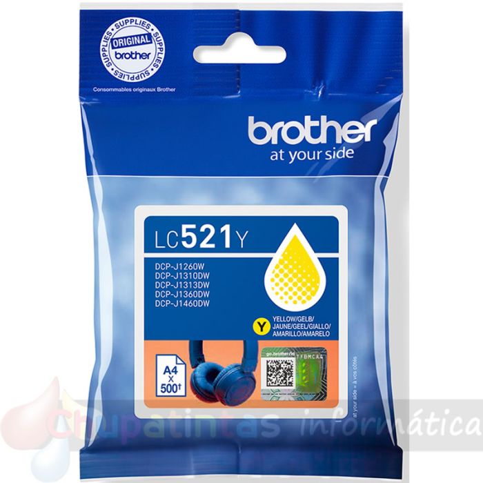 Brother LC521Y Amarillo Cartucho de Tinta Original - LC521Y-2