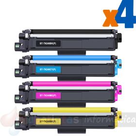 Brother TN249 Pack de 4 Cartuchos de Tóner Genéricos