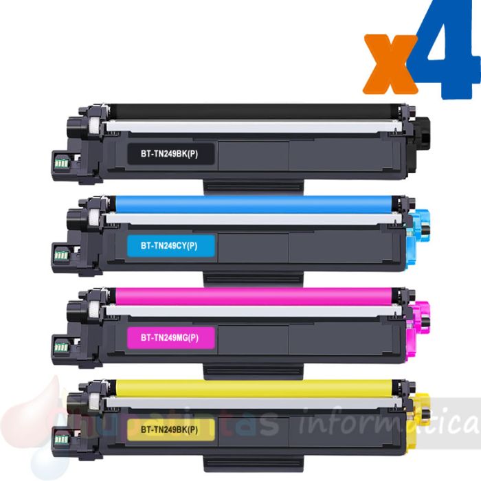 Brother TN249 Pack de 4 Cartuchos de Tóner Genéricos