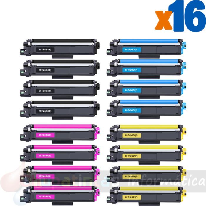 Brother TN249 Pack de 16 Cartuchos de Tóner Genéricos