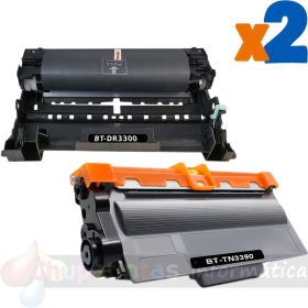 Brother TN3390 Cartucho de Toner + DR3300 Tambor de Imagen Pack de 2 Cartuchos Genéricos