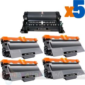 Brother TN3390 Cartucho de Toner + DR3300 Tambor de Imagen Pack de 5 Cartuchos Genéricos