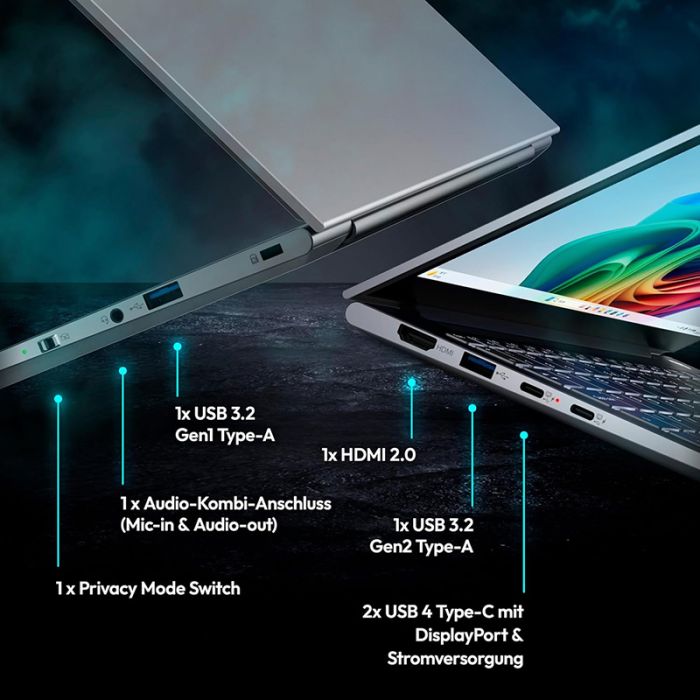 Medion SPRCHRGD 14 S2 MD62722 Portatil Pantalla 14" 2.8K Intel Core Ultra 7 - 32GB - 1TB - Windows 11 Home-5