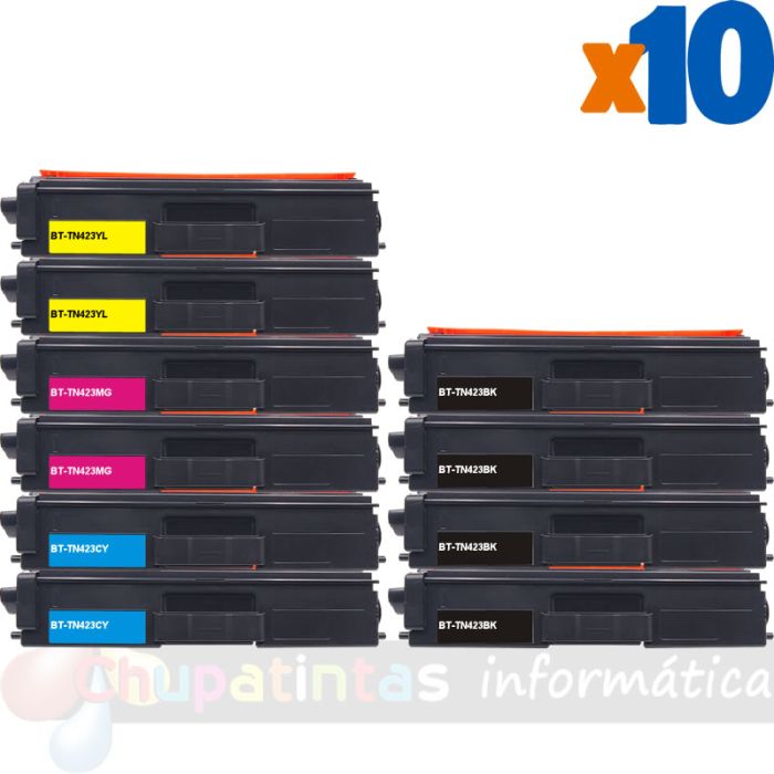 Brother TN421/TN423/TN426 Pack de 10 Cartuchos de Tóner Genéricos