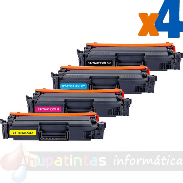 Brother TN821XXL Pack de 4 Cartuchos de Tóner Genéricos