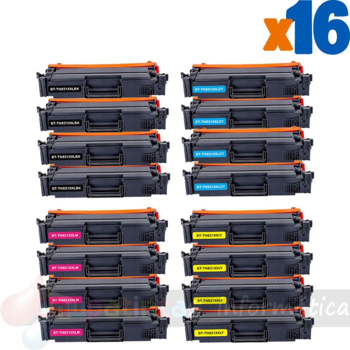 Brother TN821XXL Pack de 16 Cartuchos de Tóner Genéricos