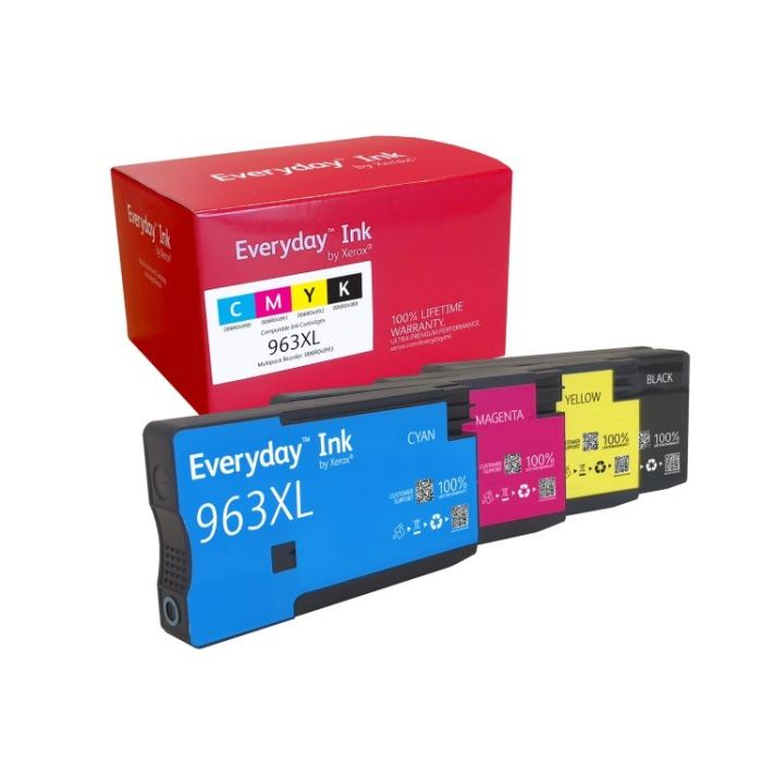 Xerox Everyday HP 963XL Pack de 4 Cartuchos de Tinta Remanufacturados - Reemplaza 3JA30AE/3JA27AE/3JA28AE/3JA29AE/3JA26AE/3JA23AE/3JA24AE/3JA25AE (Chip reforzado contra actualizaciones)