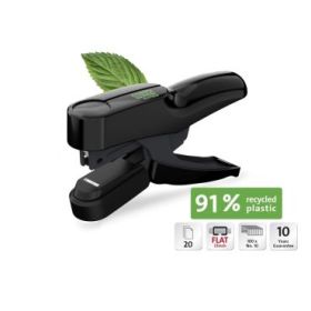 Novus B 36FC re+new Grapadora de Tenaza - Hasta 20 Hojas - Fabricada con un 91% de Plastico Reciclado - Grapado Cerrado Plano - Color Negro
