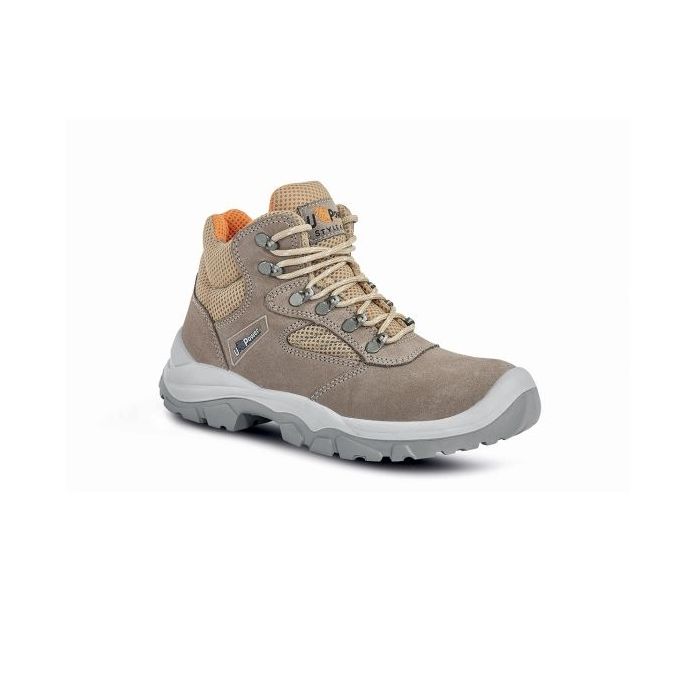 Upower Desert L Calzado de Seguridad Altos - Talla 44 - Empeine Gamuza Ultra Transpirable, Puntal Acero, Antiperforacion, Antideslizante, Proteccion S1P FO SR - Color Beige