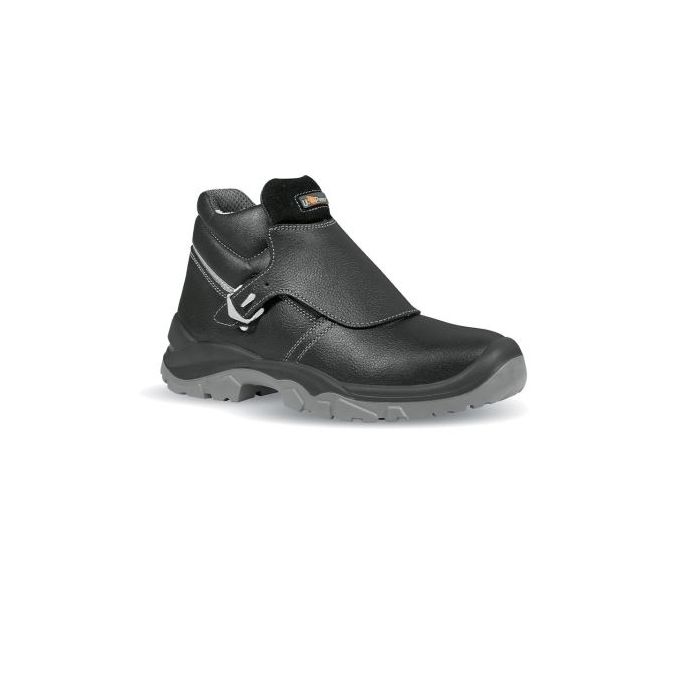 Upower Crocodile L Calzado de Seguridad Altos - Talla 38 - Cuero Impreso Hidrofugo, Puntal en Acero, Antiperforacion, Suela Antideslizante, Proteccion S3 FO SR - Color Negro