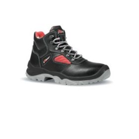 Upower Mayon L Calzado de Seguridad Altos - Talla 44 - Cuero Impreso Hidrofugo, Puntal en Acero, Antiperforacion, Antideslizante, Lamina de Acero Ergonomica, Suela PU/PU, Proteccion S3 FO SR - Color Negro