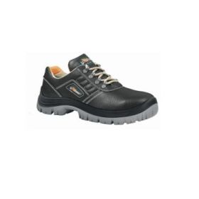 Upower Team L Calzado de Seguridad Bajos - Talla 46 - Empeine en Cuero Impreso, Puntal en Acero, Antiperforacion, Antideslizante, Lamina de Acero Ergonomica, Suela PU/PU, Proteccion S1P FO SR - Color Negro
