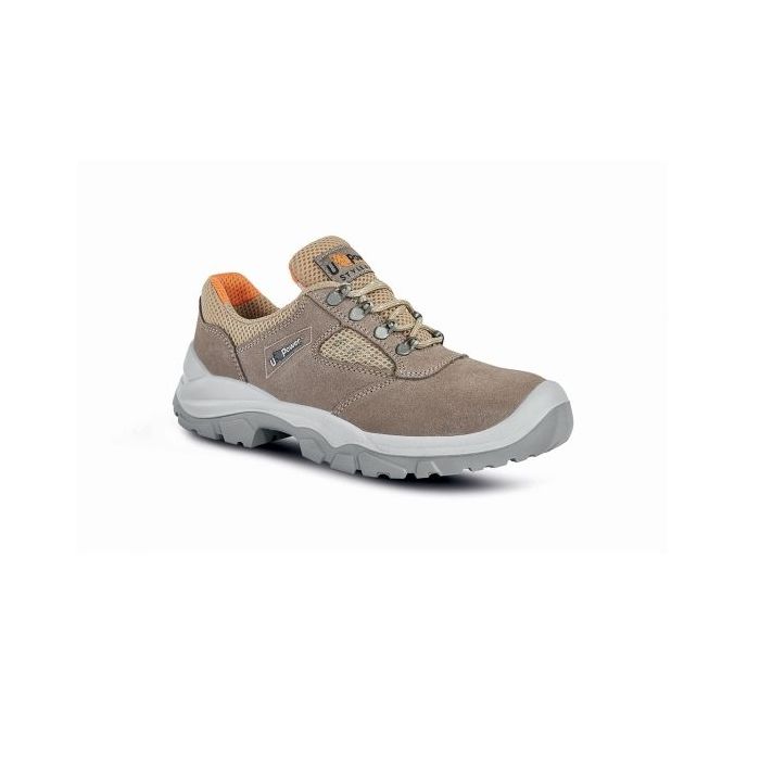 Upower Oasis L Calzado de Seguridad Bajos - Talla 43 - Empeine en Gamuza Ultra Transpirable, Puntal y Lamina de Acero, Antiperforacion, Antideslizante, Proteccion S1P FO SR - Color Beige