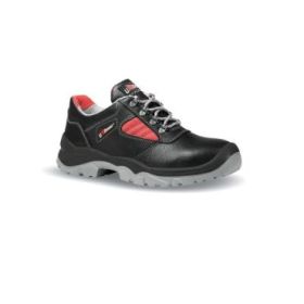 Upower Mauna L Calzado de Seguridad Bajos - Talla 42 - Empeine Cuero Hidrofugo, Puntal Acero, Antiperforacion, Antideslizante, Lamina Acero Ergonomica, Suela PU/PU, Proteccion S3 FO SR - Color Negro