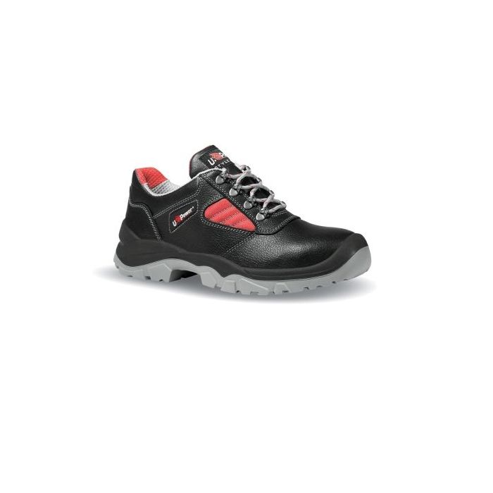 Upower Mauna L Calzado de Seguridad Bajos - Talla 42 - Empeine Cuero Hidrofugo, Puntal Acero, Antiperforacion, Antideslizante, Lamina Acero Ergonomica, Suela PU/PU, Proteccion S3 FO SR - Color Negro