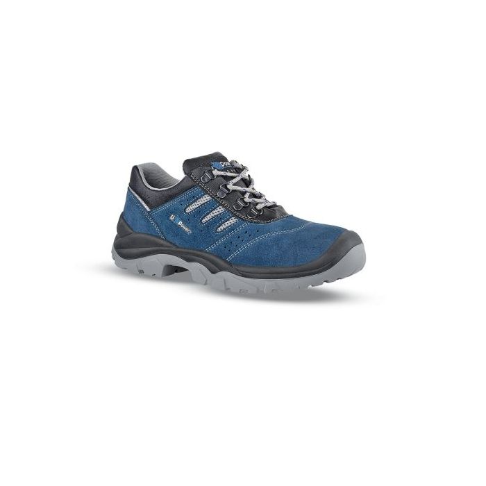 Upower Better S Calzado de Seguridad Bajos - Talla 45 - Empeine Gamuza Transpirable, Puntal Acero, Antiperforacion, Suela Antideslizante PU/PU, Proteccion S1PS FO SR - Color Azul