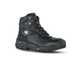 Upower Drop GTX S Calzado de Seguridad Botines - Talla 41 - Piel Flor Hidrofugo, Impermeable, Transpirables, Puntera Composite, Antiperforacion, Suela Antideslizante PU/VIBRAM, Proteccion S7S CI HI HRO FO SR - Color Negro