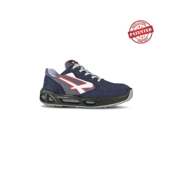 Upower Active Carpet S ESD Calzado de Seguridad Bajos - Talla 36 - Parte Superior de Nailon Ultraflexible y Gamuza Suave, Puntera de Aluminio, Antiarrugas, Antideslizante, Proteccion S1PS FO SR - Color Azul Marino/Gris