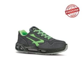 Upower Yoda Carpet S ESD Calzado de Seguridad Bajos - Talla 35 - Cuero Nubuck, Puntera de Aluminio, Hidrofugos, Antiarrugas, Suela Antideslizante, Proteccion S3S CI FO SR - Color Gris/Verde