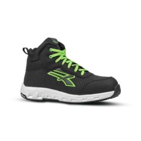 Upower Geb ESD Zapato Alto de Seguridad - Talla 44 - Resistente a la Abrasion e Hidrofugo, Transpirable y Ultraligero, Puntera Fibertoe, Plantilla Antiperforacion, Suela EVA con Agarre, Proteccion S3S CI HI HRO FO SR - Color Negro/Verde