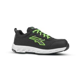 Upower Mitch ESD Calzado de Seguridad - Talla 35 - Proteccion S3S CI HI HRO FO SR, Resistencia a la Abrasion, Hidrofugos y Transpirables, Puntera Fibertoe, Suela Antideslizante - Color Negro/Verde